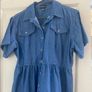 Jean dress, never worn NWOT. light and comfortable. Fits like a Large.